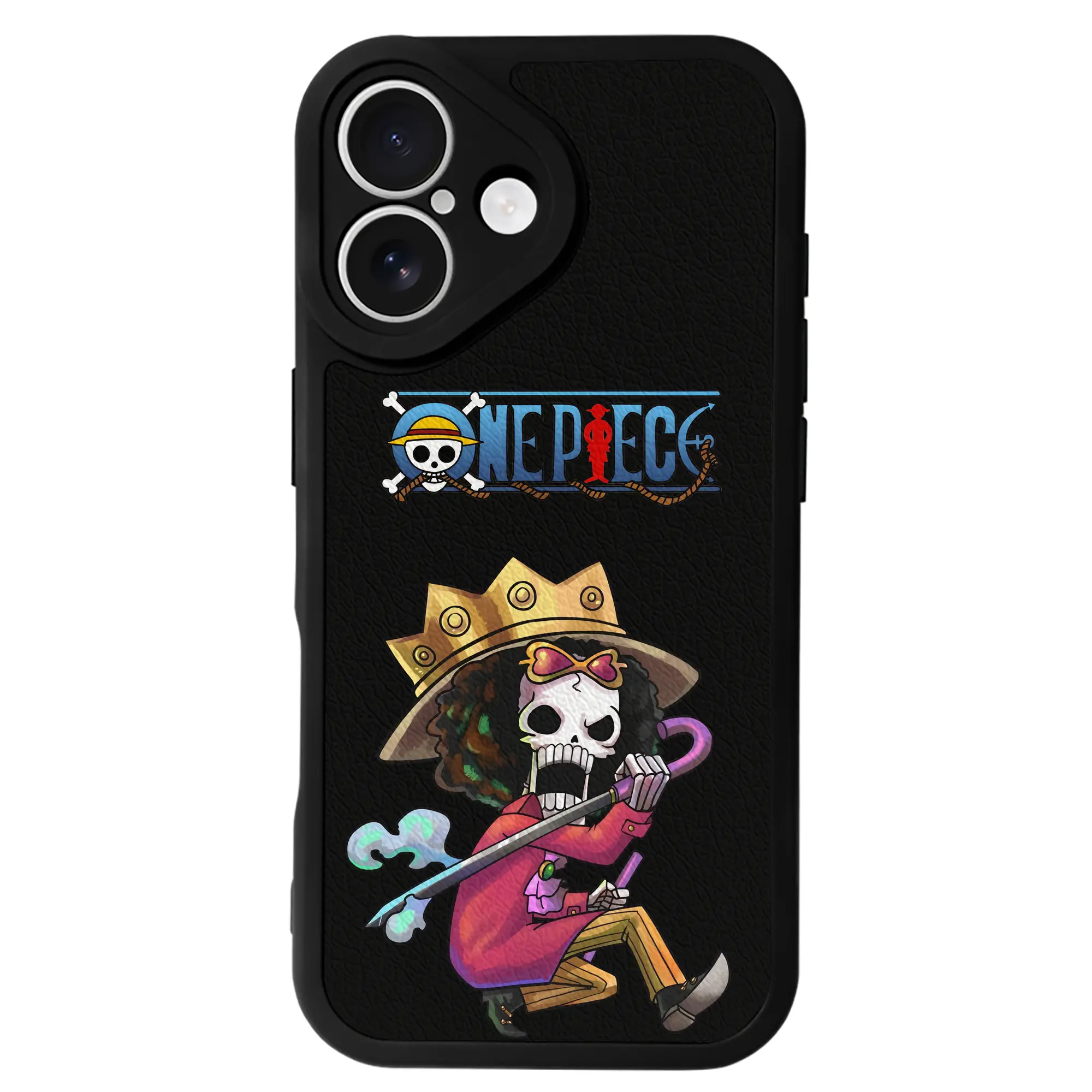 ワンピース グッズ ブルック - IPhone 16シリーズ対応 ・ シリコンスマホケース ・ レザー調 ・ 高精度フィット ・ 耐衝撃 ・ ワイヤレス充電対応 ・ 精密カット